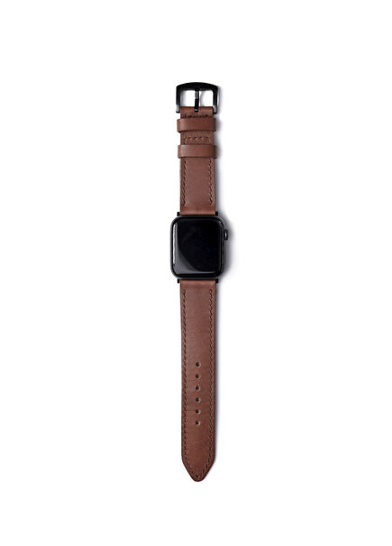 Apple Watch Ultra and Series 8, 7, SE, 6, 5, 4, 3, 2 Compatible 49mm 45mm 44mm 42mm Double Layer Custom Made Mocha Leather Strap