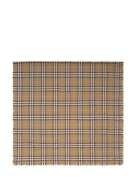 Check Cashmere Kahverengi İpek Kadın Atkı