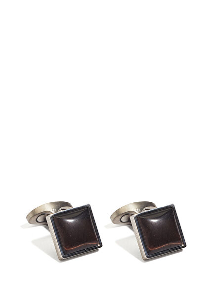 Black Brown Tiger Eye Stone Cufflinks