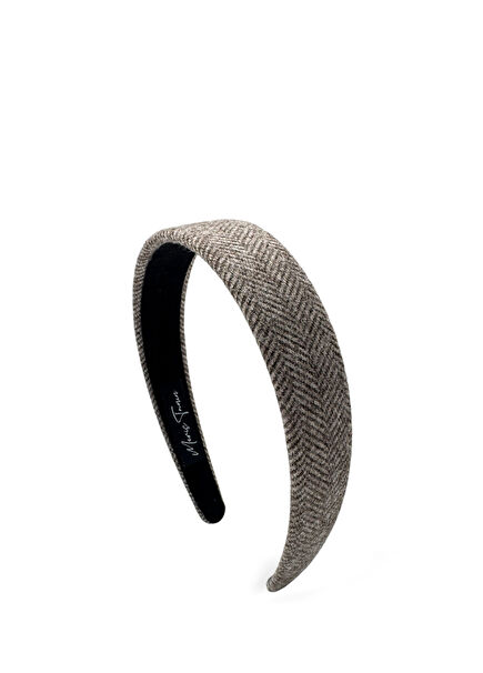 Tweed Cream Headband Yün Kadın Taç