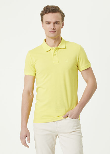 Slim Fit Neon Sarı Polo Yaka T-shirt