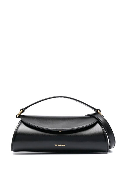Black Logo Women's Leather Shoulder Bag