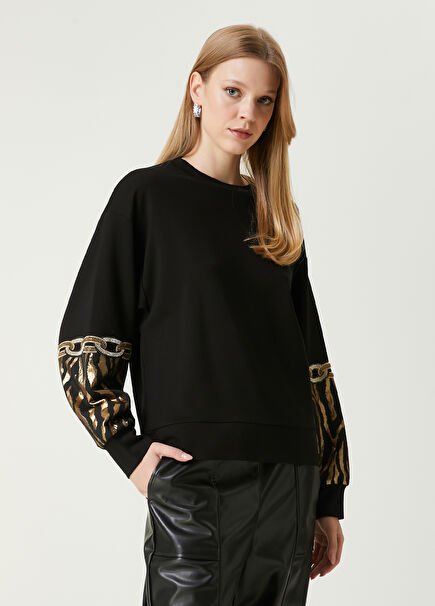 Black Stone Embroidered Sweatshirt