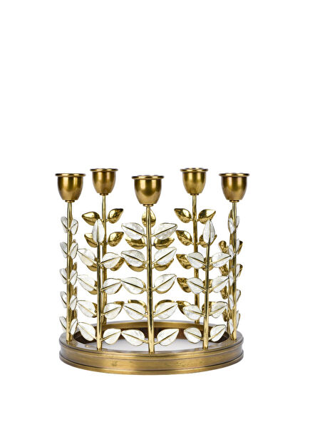Gold Brass 5-Arm Candlestick