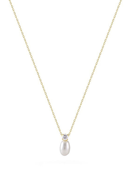 Emma 925 Gold Plated Women's Pearl Necklace on Sterling Silver