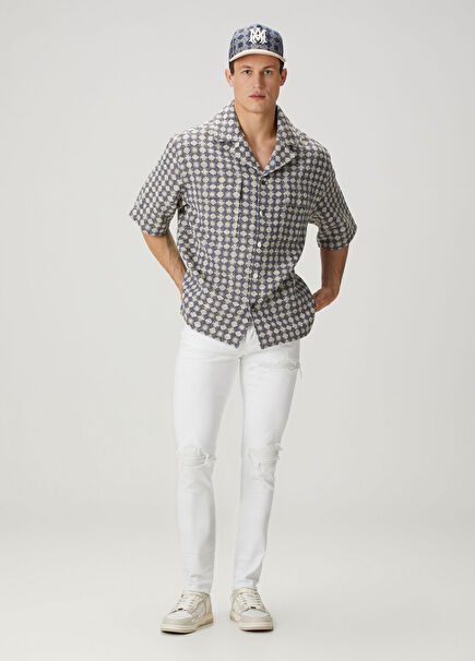 Beyaz Yıpratma Detaylı Jean Pantolon