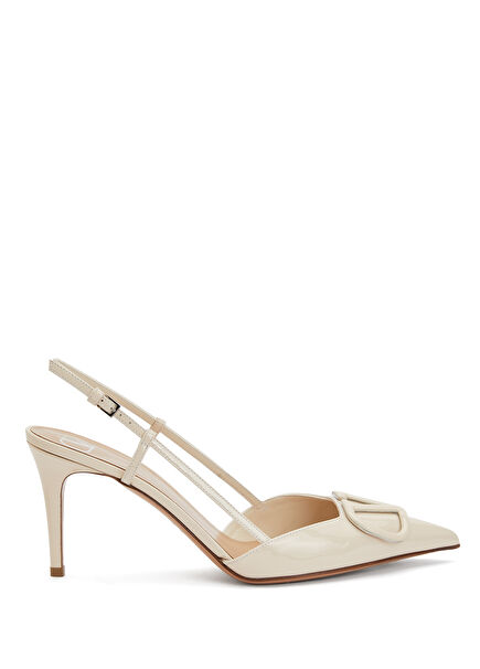 VLogo Ecru Leather Heels