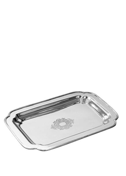 Hand-Drawn Silver Plexi Serving Tray 34 cm
