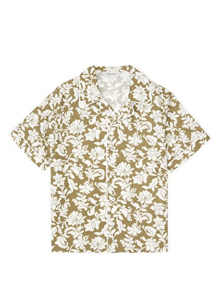 Mustard Floral Print Unisex Kids Shirt