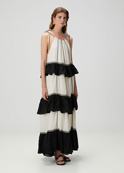 Black Cream Maxi Beach Dress