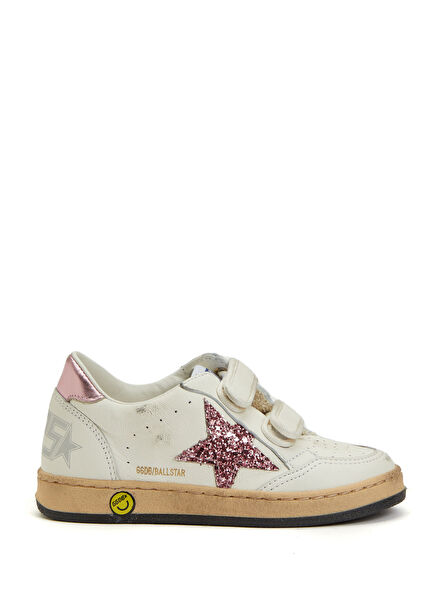 Ballstar Beyaz Lila Unisex Çocuk Deri Sneaker