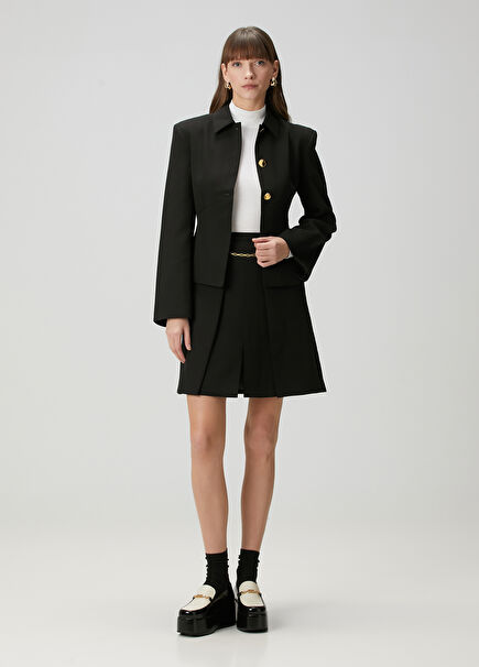 Black Mini Twill Skirt