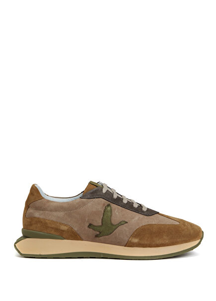 Camel Kaz Logolu Erkek Deri Sneaker