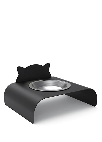 Purr Siyah Metal Kedi Mama Kabı