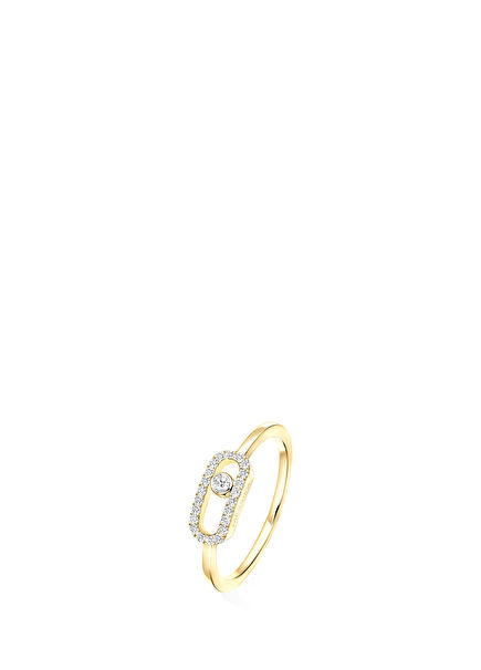 Move Uno Half Pave Women's Gold Ring