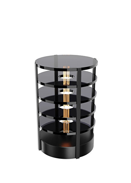 Discus Black Glass Large Size Table Lamp