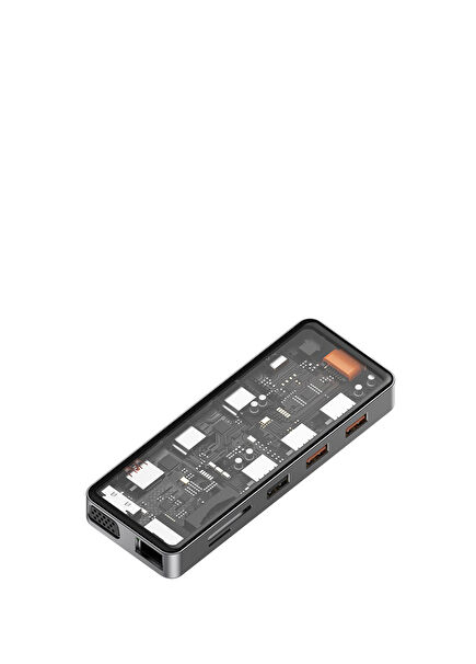 CB012 12in1 Şeffaf Type-C Hub 100W Çoklayıcı