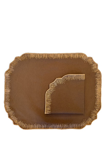 Alice Coffee Gold American Serving and Napkin Set