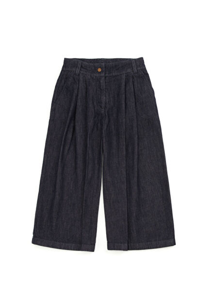 Navy Blue Pleated Girls' Trousers