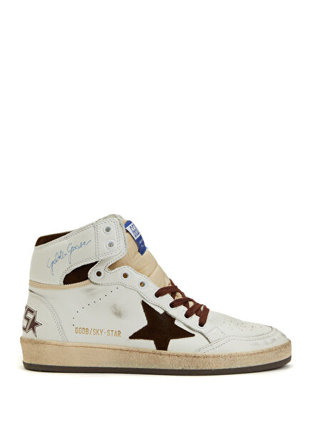 Sky Star White Burgundy Women's Leather Ankle High