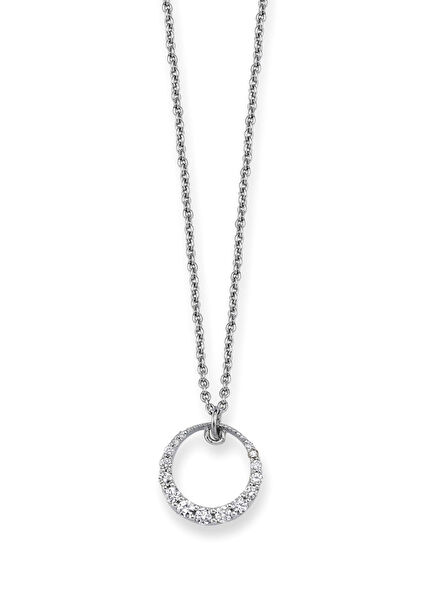 Hilal Diamond Studded 14 Karat White Gold Women's Necklace