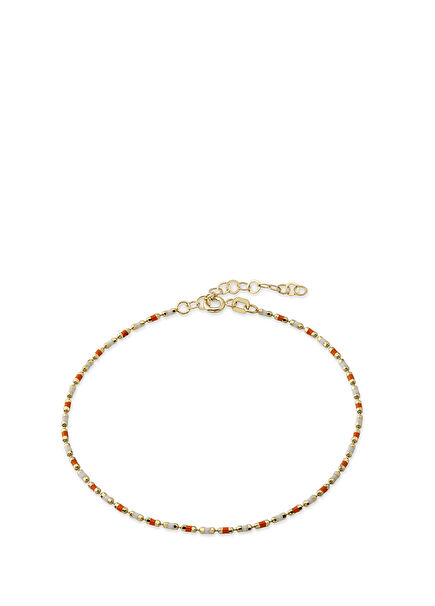 Orange and White Enamel Yellow Gold Golf Bracelet