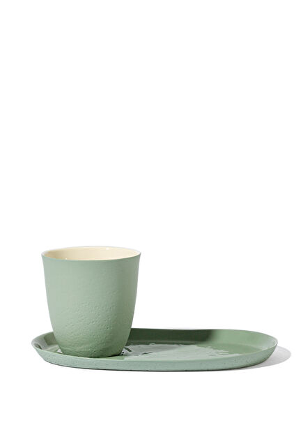 Nile Green Porcelain Coffee Cup and Saucer