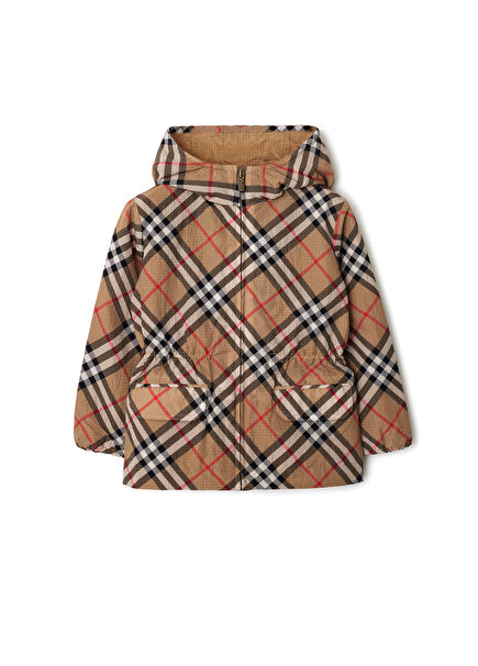 Bridget Beige Hooded Unisex Kids Coat