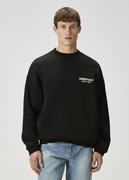 Siyah Logo Baskılı Sweatshirt