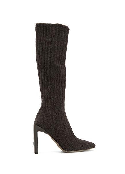 Dark Brown Socks Shaped Wool Boots