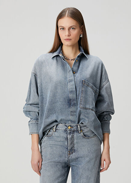 Jenny Boxy Mavi Denim Gömlek