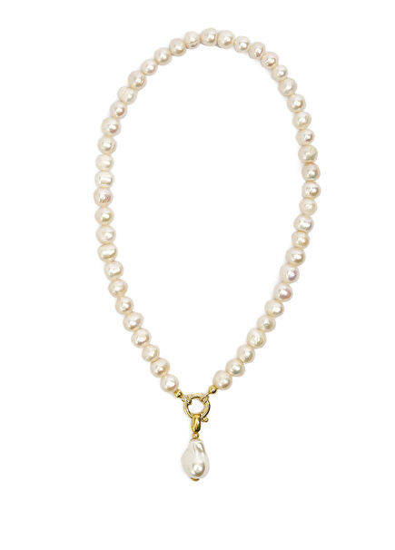 Barok İnci Sallantılı 925 Ayar Gümüş Kadın Kolye