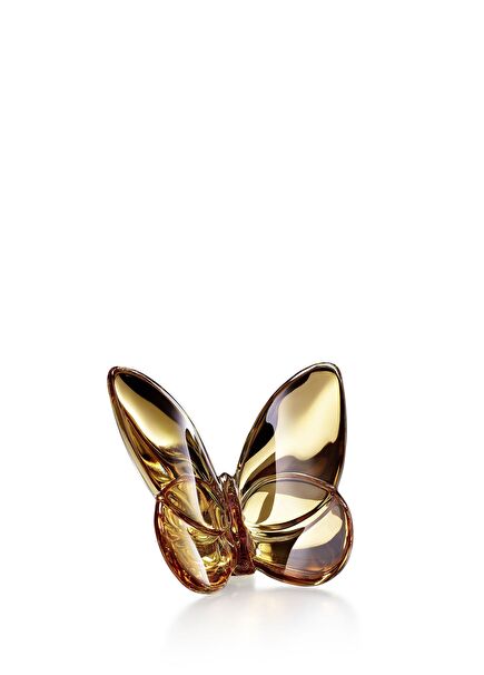 Papillon Lucky Gold Butterfly Kelebek Figürlü Altın Rengi Kristal Biblo