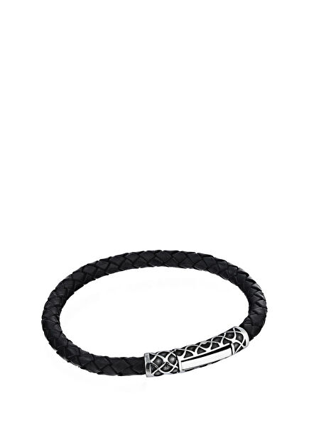 Black Men's Silver Bracelet