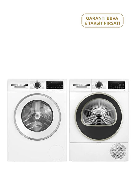 WGA242X3TR Serie 4 White Washing Machine 9 kg + WQA24201TR White Dryer 9 kg