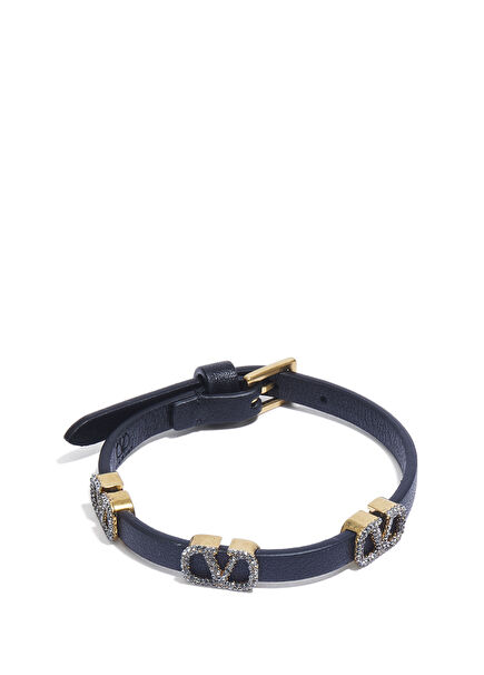 Siyah Taşlı Kadın Deri Bileklik