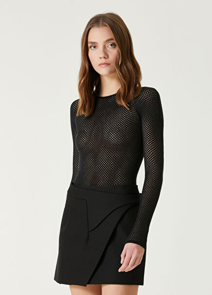 X Rhw Black Wool Bodysuit