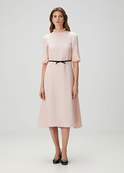 Light Pink Midi Silk Dress