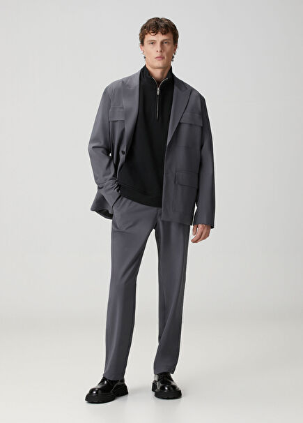 Gri Mavi Takım Elbise