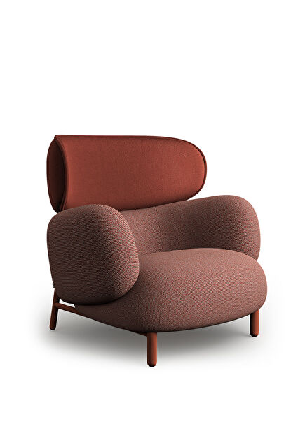 Moby High Red Armchair with Metal Legs