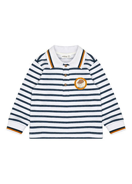 Çizgili Polo Yaka Uzun Kollu Erkek Bebek T-shirt