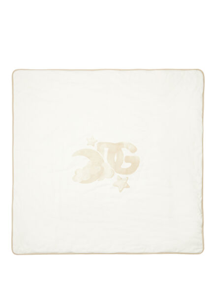 Beige Logo Printed Unisex Kids Blanket