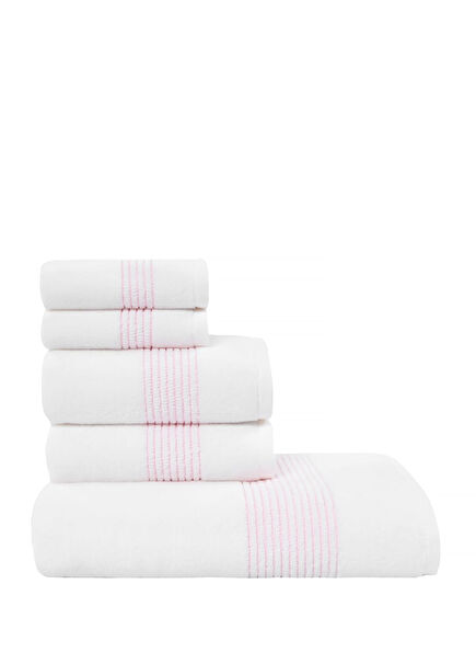 Aqua Pembe Pamuklu 5'li Havlu Seti