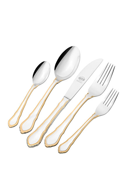 Angelina Altın Rengi Çelik 12 Kişilik 96 Parça Çatal Kaşık Bıçak Seti