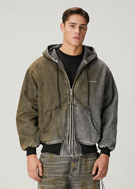 Black Hooded Denim Coat