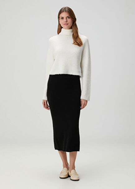 Siyah Midi Kaşmir Etek