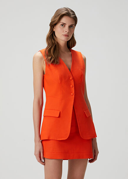 Catalina Orange Linen Vest
