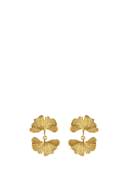 İki Ginkgo 925 Ayar Gümüş Kadın Küpe