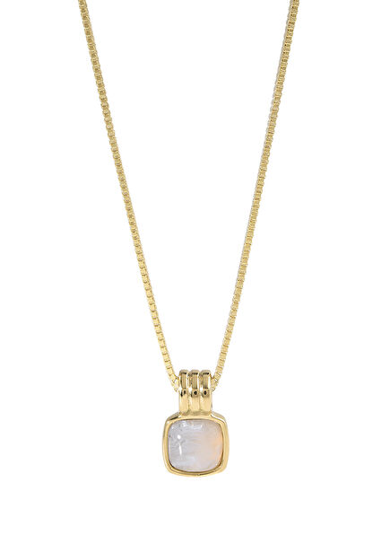Timeless Chalcedony Natural Stone 14K Gold Women's Necklace