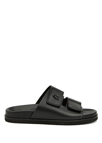 Black Men's Leather Slippers